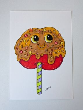 Original Cute Fall Halloween Caramel Apple Marker Illustration By Mattoodles